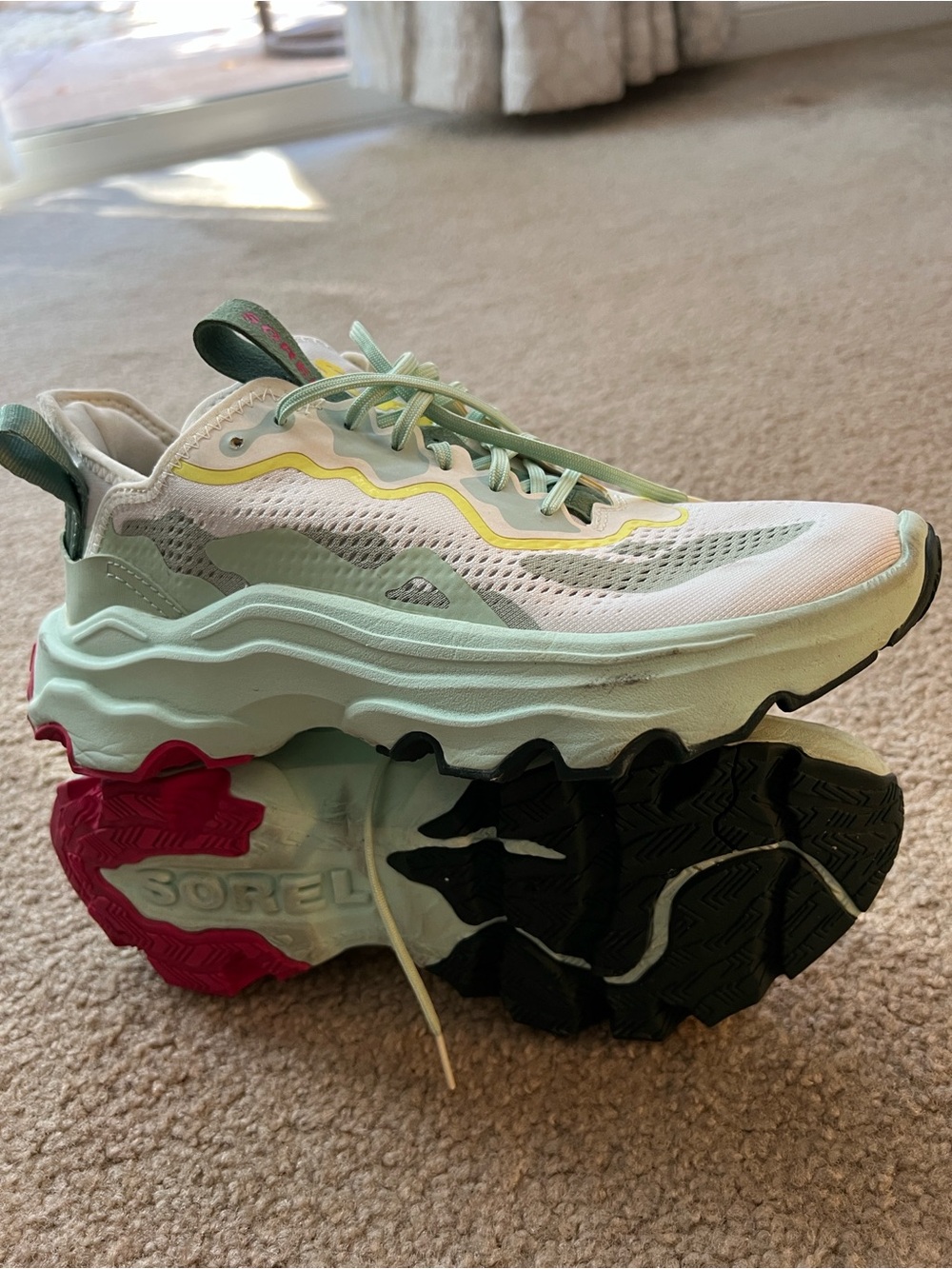 Sorel Women's Mint Green, White & Yellow Athletic Sneakers
